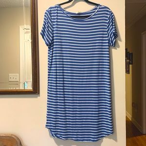 Blue and white t-shirt dress